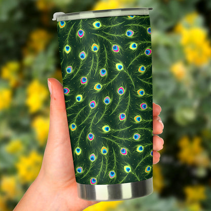 Peacock Feather Green Design Print Tumbler