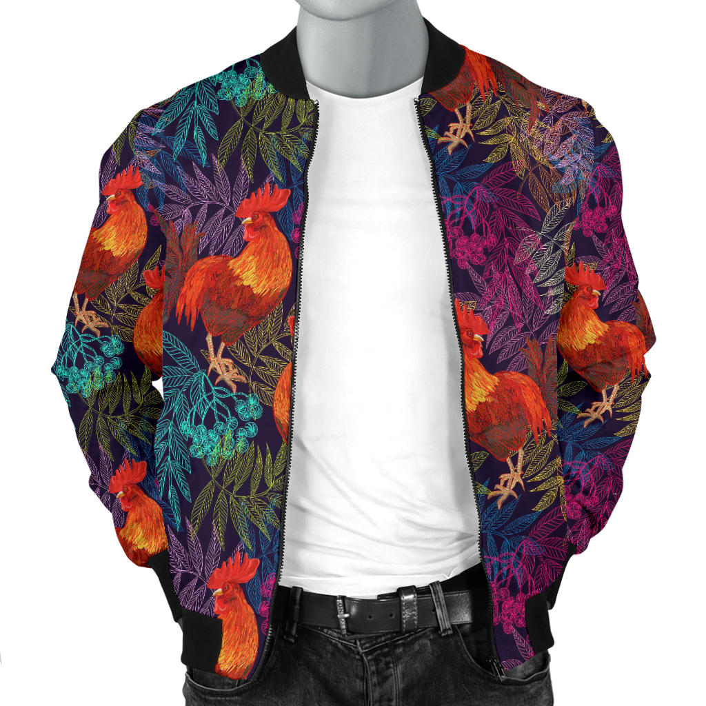 Rooster Print Style Men Bomber Jacket