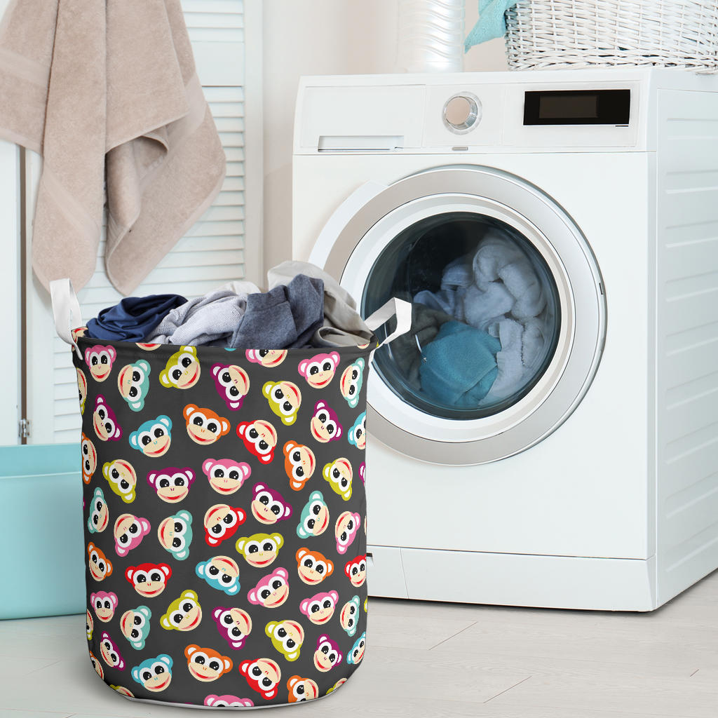 Monkey Head Design Themed Print Laundry Basket