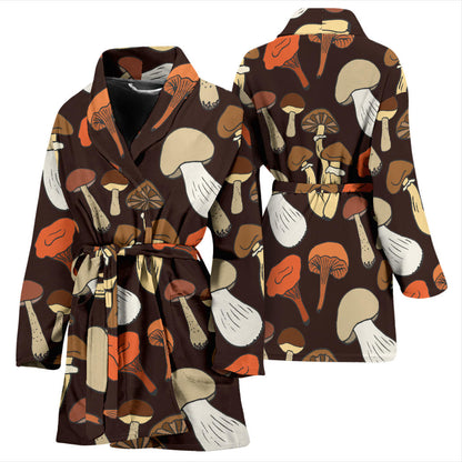 Mushroom Pattern Print Design A05 Women Bathrobe