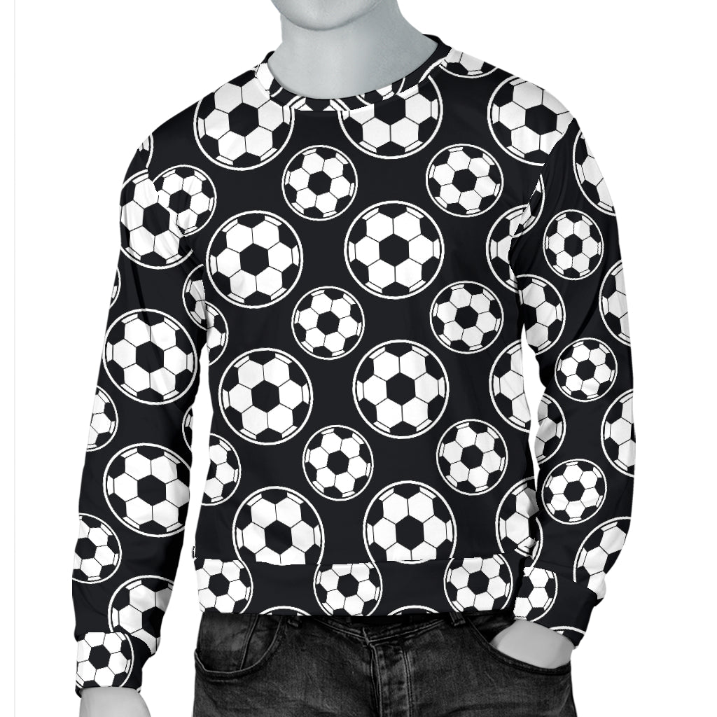 Soccer Ball Black Print Pattern Men Long Sleeve Sweatshirt