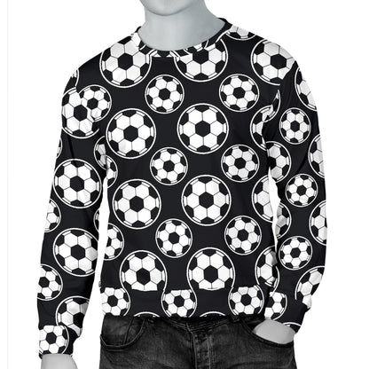 Soccer Ball Black Print Pattern Men Long Sleeve Sweatshirt