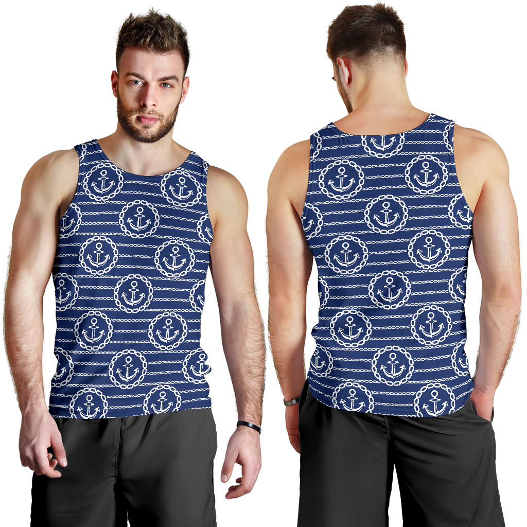 Anchor Stripe Pattern Men Tank Top