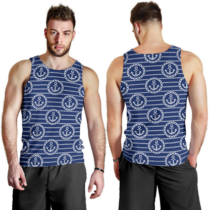 Anchor Stripe Pattern Men Tank Top