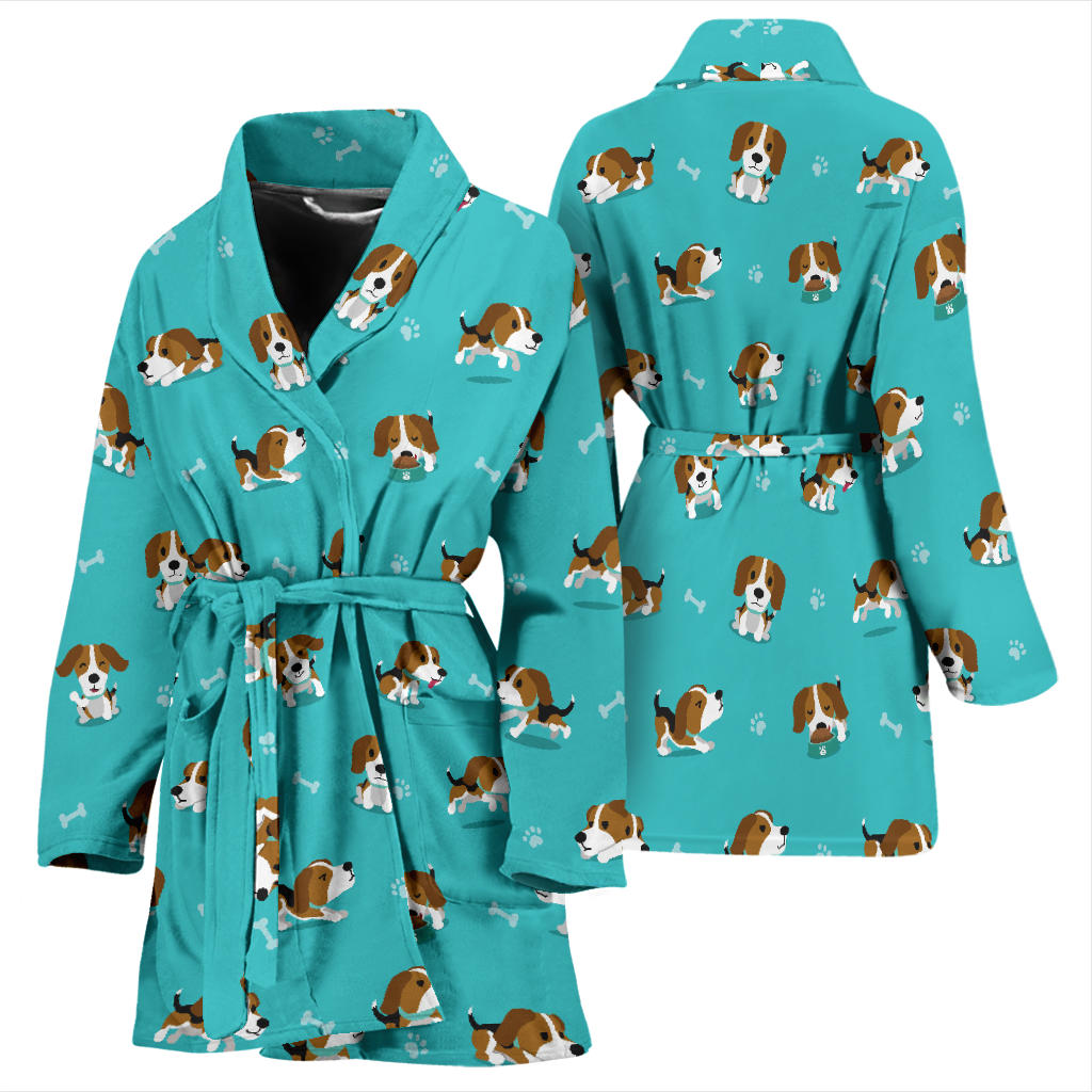 Beagle Pattern Print Design 05 Women Bathrobe
