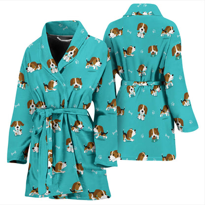 Beagle Pattern Print Design 05 Women Bathrobe