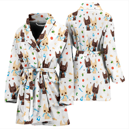 Chihuahua Pattern Print Design 06 Women Bathrobe