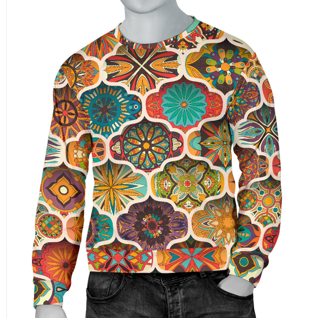 Mandala Mosaic Themed Design Print Men Long Sleeve Sweatshirt