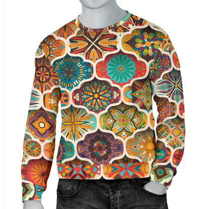 Mandala Mosaic Themed Design Print Men Long Sleeve Sweatshirt