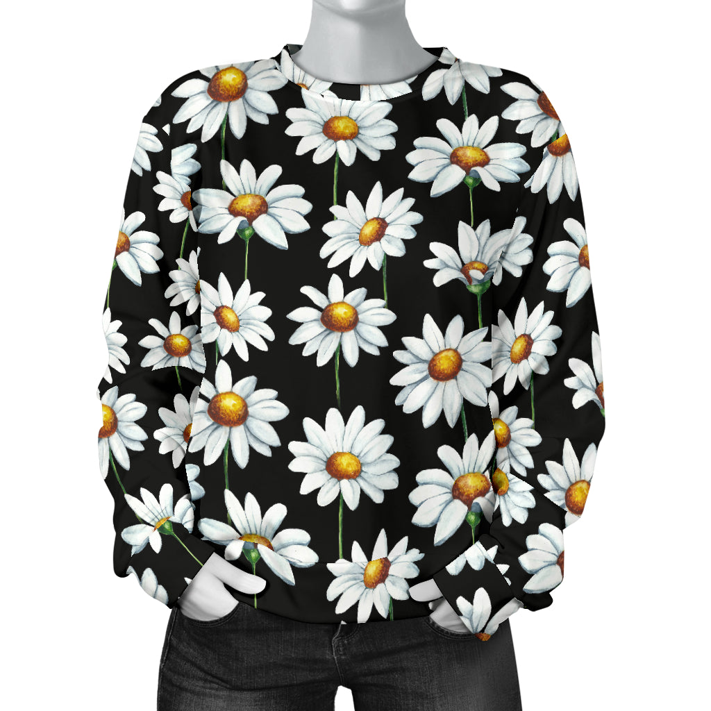 Daisy Print Pattern Women Long Sleeve Sweatshirt