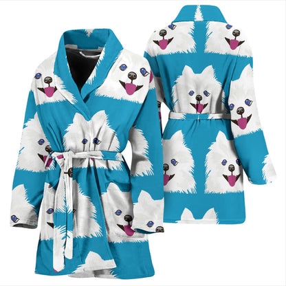 Pomeranians Pattern Print Design A05 Women Bathrobe