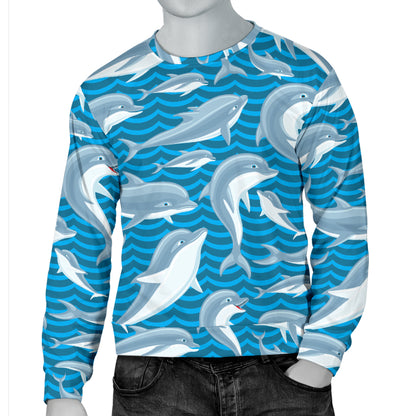 Dolphin Cute Print Pattern Men Long Sleeve Sweatshirt