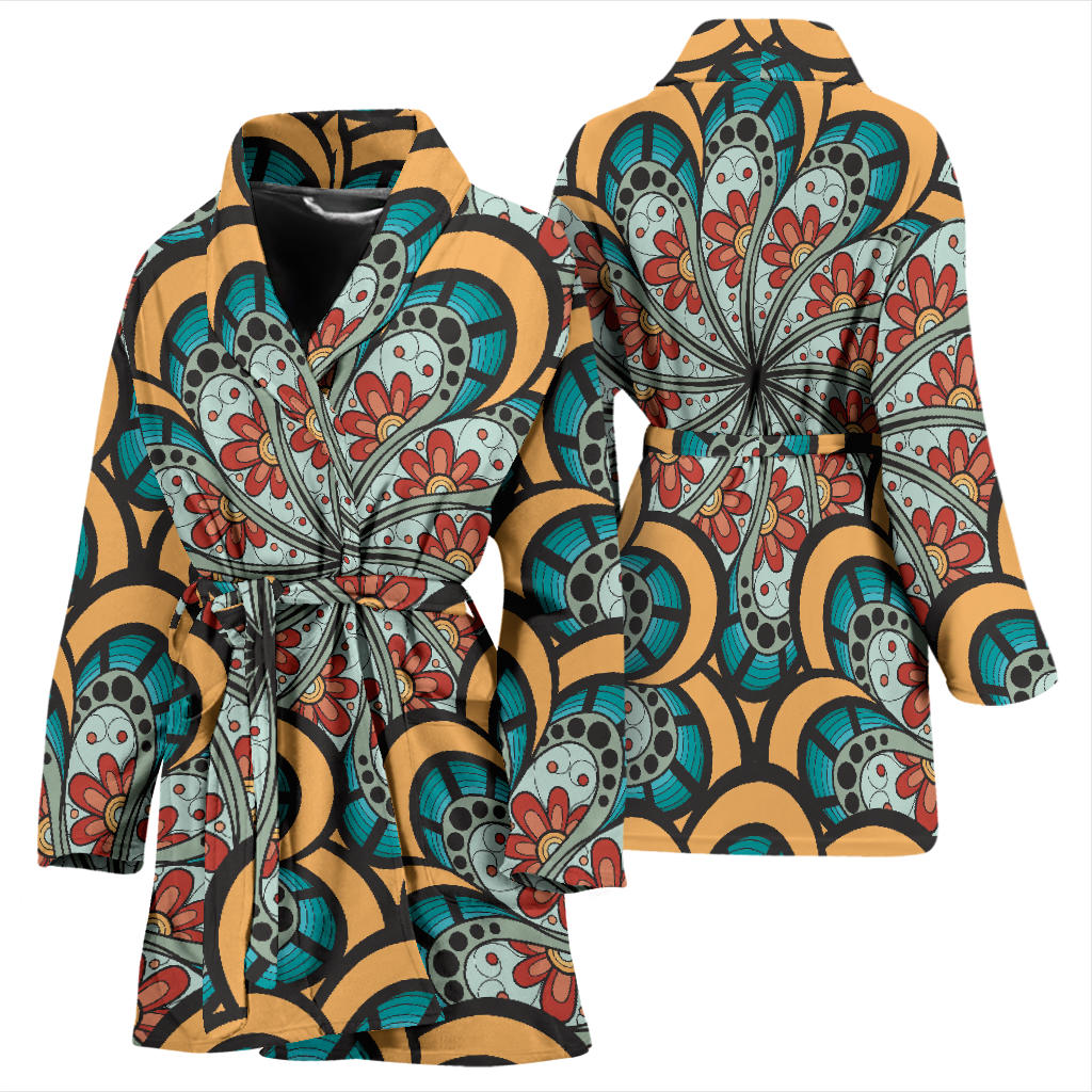 Mandala Pattern Print Design 01 Women Bathrobe