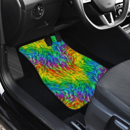 Rainbow Fur Design Print Car Floor Mats Front Back