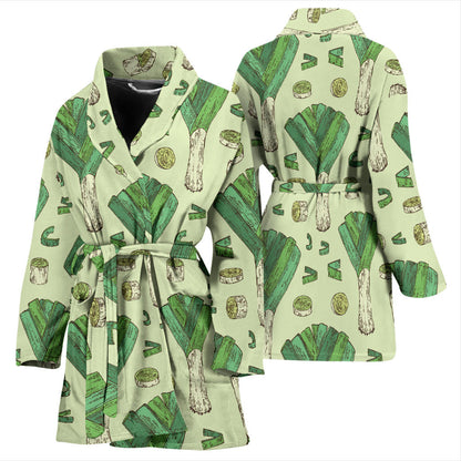 Leek Pattern Print Design 04 Women Bathrobe