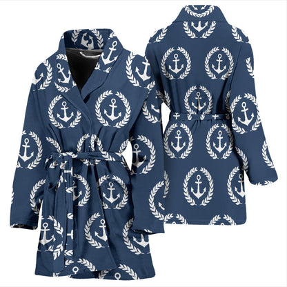 Anchor Pattern Print Design 04 Women Bathrobe