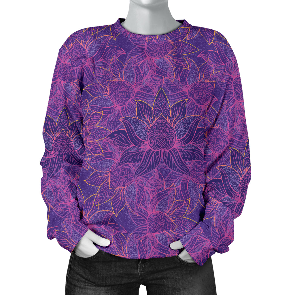 Bohemian Lotus Mandala Style Women Long Sleeve Sweatshirt