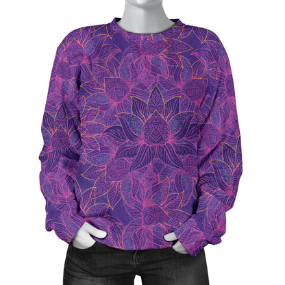 Bohemian Lotus Mandala Style Women Long Sleeve Sweatshirt