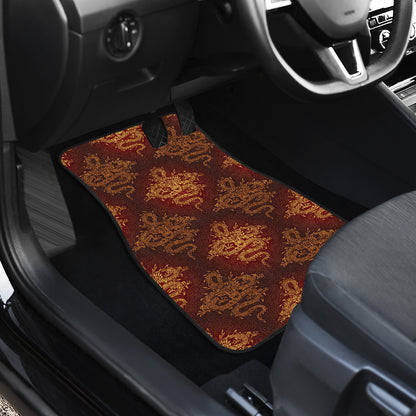 Chinese Dragons Gold Design Car Floor Mats Front Back