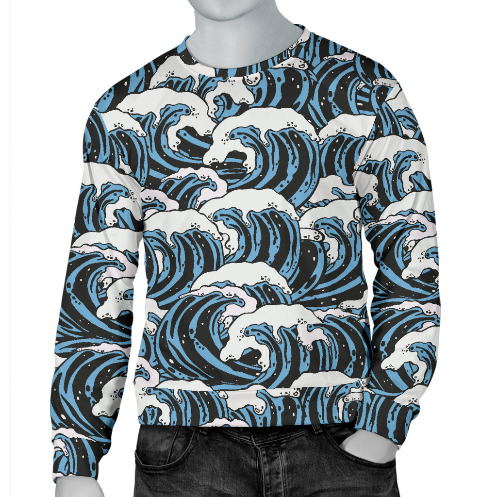 Surf Wave Pattern Print Men Long Sleeve Sweatshirt