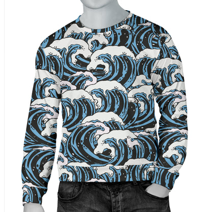 Surf Wave Pattern Print Men Long Sleeve Sweatshirt