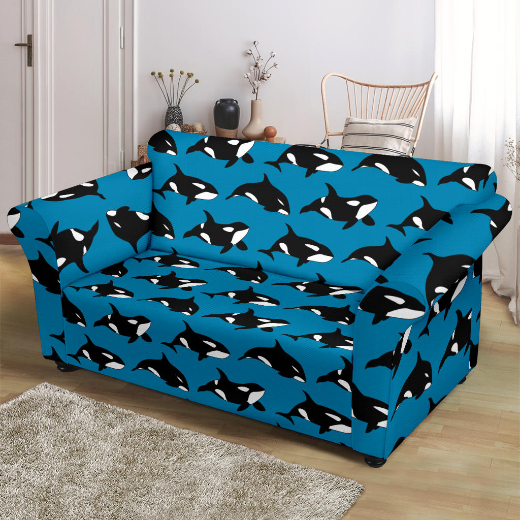 Whale Print Design LKS304 Loveseat Couch Slipcover