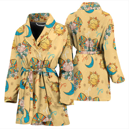 Aries Zodiac Pattern Print Design 03 Women Bathrobe