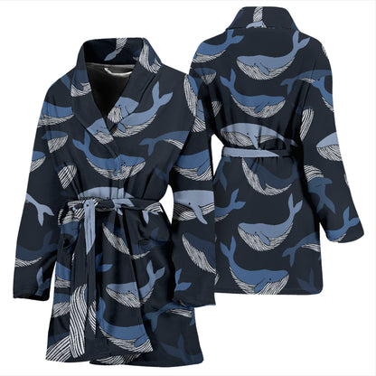 Whale Print Design LKS301 Women Bathrobe