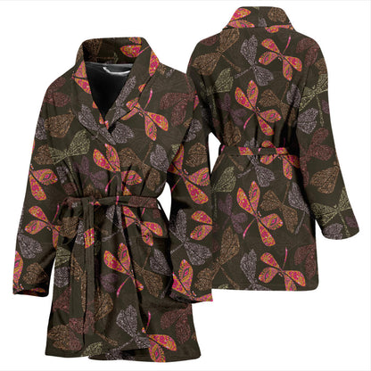 Dragonfly Pattern Print Design 02 Women Bathrobe
