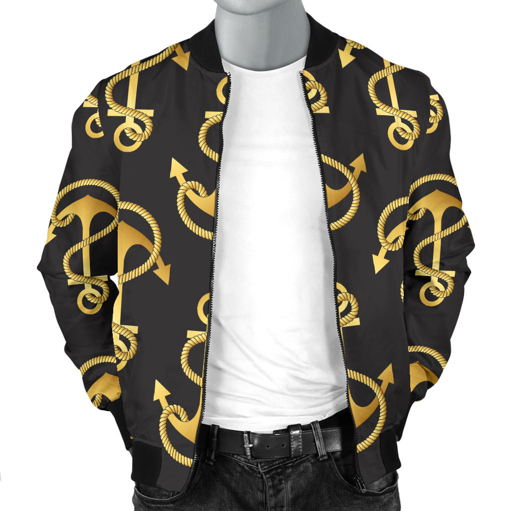 Anchor Gold Pattern Men Bomber Jacket