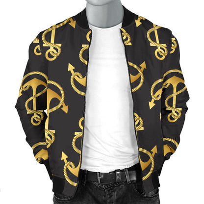 Anchor Gold Pattern Men Bomber Jacket