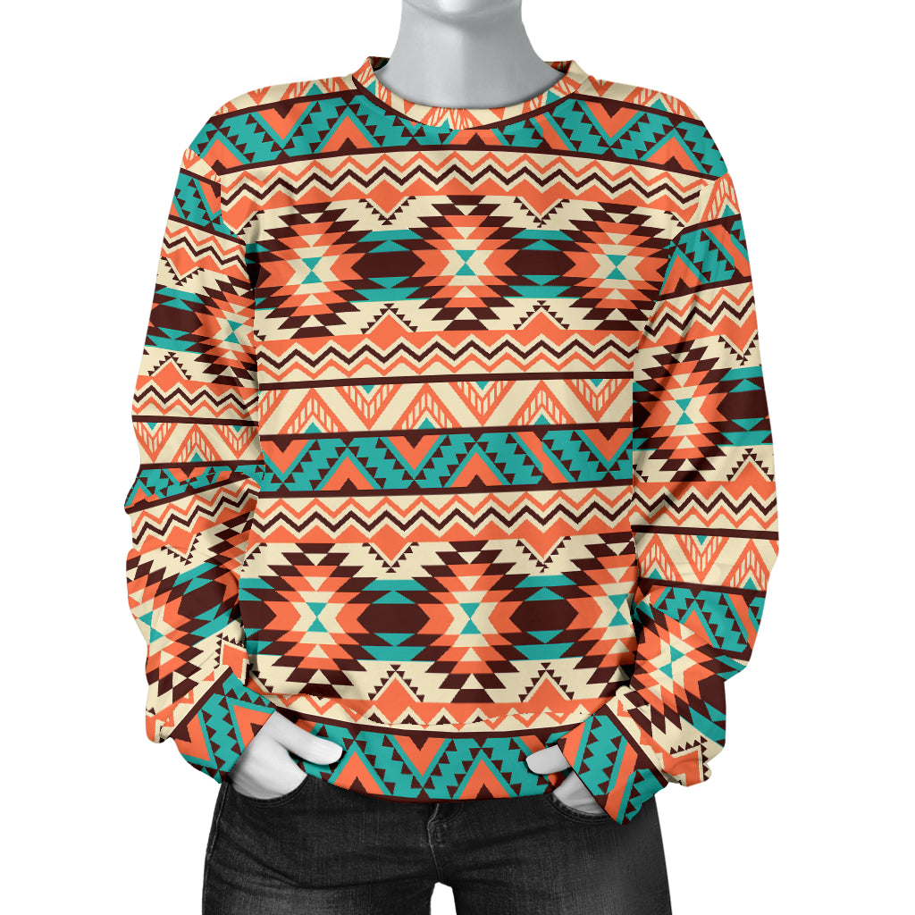 Navajo Western Style Print Pattern Women Long Sleeve Sweatshirt