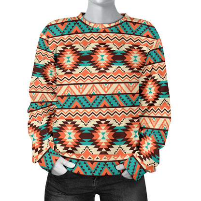 Navajo Western Style Print Pattern Women Long Sleeve Sweatshirt