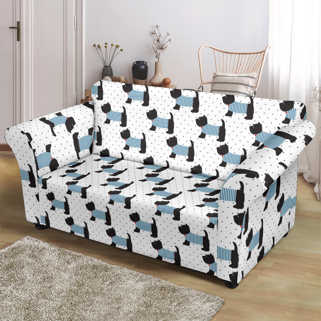 Scottish Terriers Print Design LKS3012 Loveseat Couch Slipcover