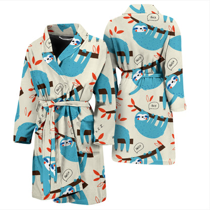 Sloth Print Design LKS3011 Men Bathrobe
