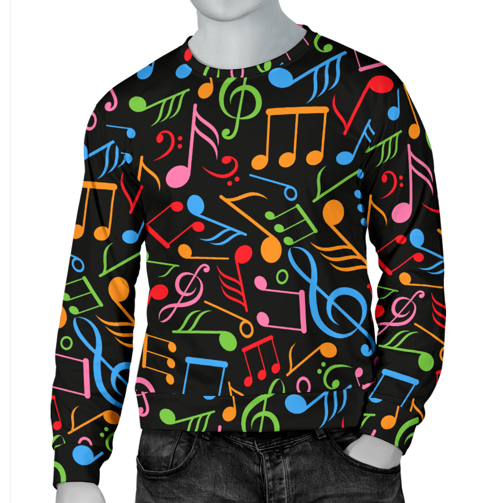 Music Note Colorful Themed Print Men Long Sleeve Sweatshirt