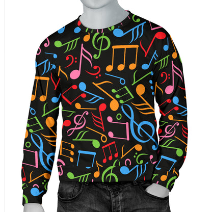 Music Note Colorful Themed Print Men Long Sleeve Sweatshirt