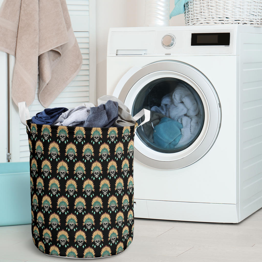 American indian Skull Pattern Laundry Basket