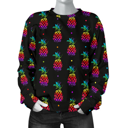 Pineapple Rainbow Dot Print Women Long Sleeve Sweatshirt