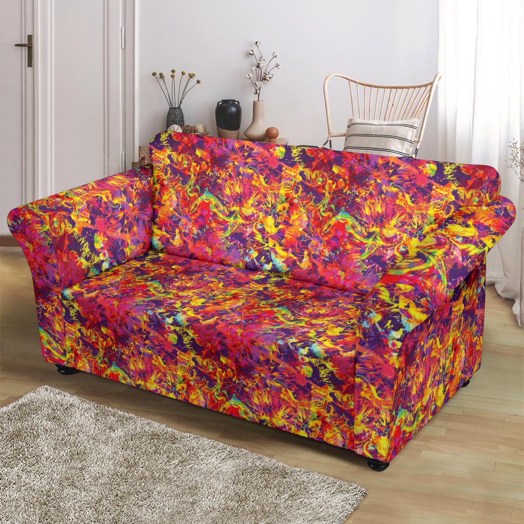 Splatter Print Design LKS303 Loveseat Couch Slipcover