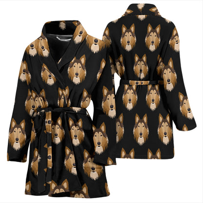 Collies Pattern Print Design 01 Women Bathrobe