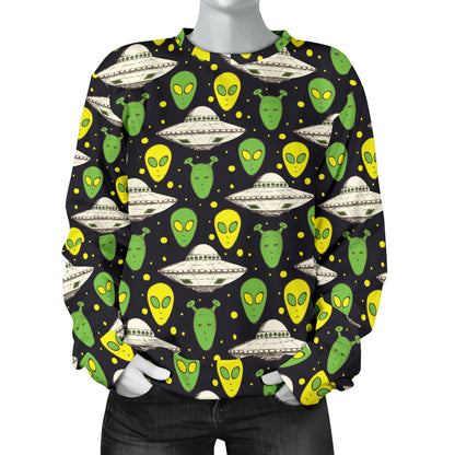 Alien UFO Pattern Women Long Sleeve Sweatshirt