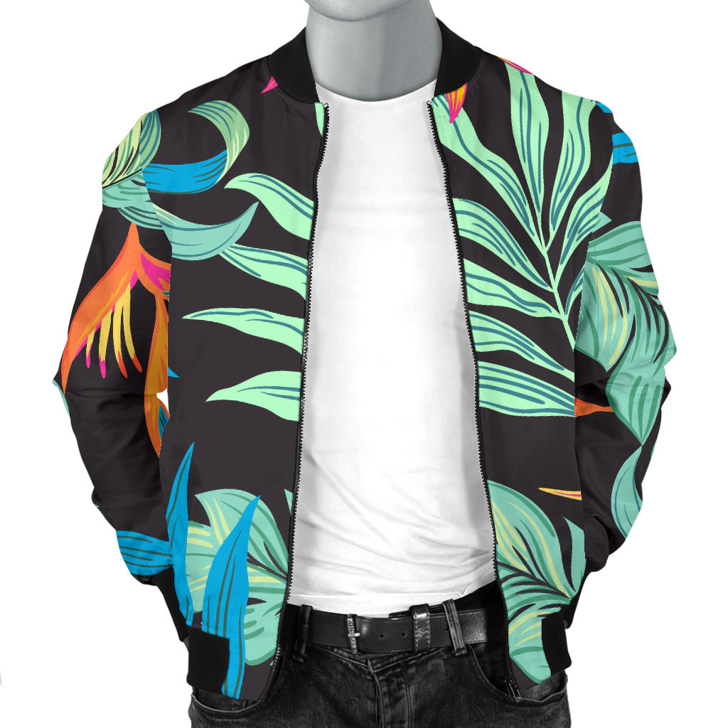 Tropical Palm Leaves Hawaiian Flower Men Bomber Jacket