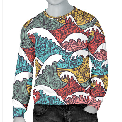Tribal Wave Pattern Print Men Long Sleeve Sweatshirt