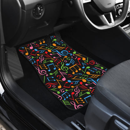 Music Note Colorful Themed Print Car Floor Mats Front Back