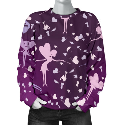 Fairy Pink Print Pattern Women Long Sleeve Sweatshirt