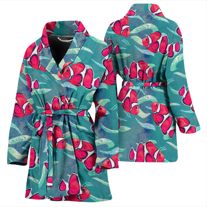 Clownfish Pattern Print Design 02 Women Bathrobe