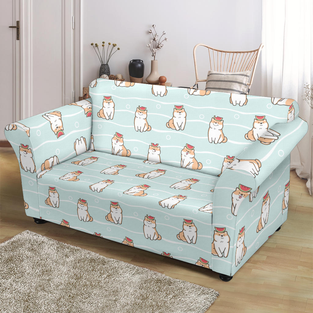 Shiba Inu Print Design LKS3011 Loveseat Couch Slipcover