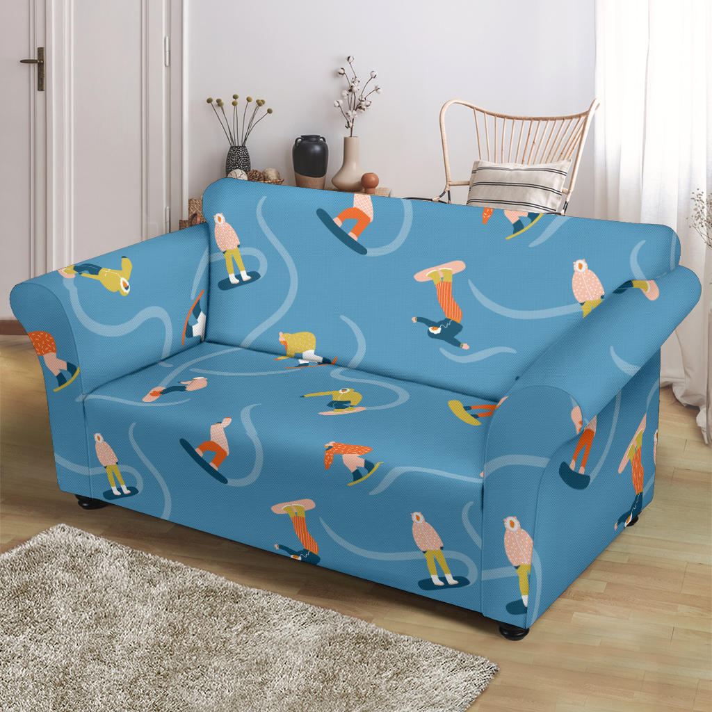 Snowboard Print Design LKS303 Loveseat Couch Slipcover