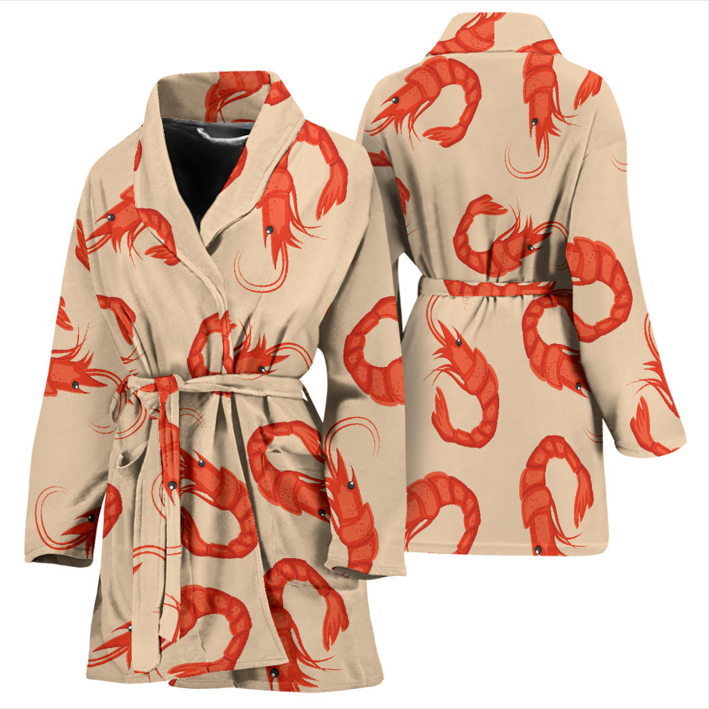 Prawn Pattern Print Design 02 Women Bathrobe